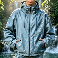 Veste de pluie réactive à l'eau personnalisée de haute qualité motif guépard, doublure personnalisée révélant un imprimé léopard, coupe-vent à changement de couleur