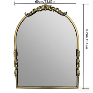 Specchio ad Arco in Ferro Battuto Dorato Stile Francese di Lusso Leggero, Specchio Decorativo da Ingresso a Mezza Altezza, Spessore 3 cm, per Trucco - Product Image 5