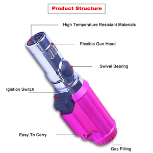 Accessoires de cuisine et d'extérieur : Petit pistolet de pulvérisation pour barbecue, briquet torche à flamme jet au gaz butane pour cigarettes et cigares, accessoires pour fumeurs - Product Image 3