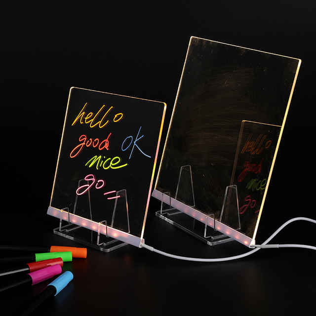 Custom Acrylic Dry Erase Board With Light and Stand LED Letter Message Board Note for Office School Home
