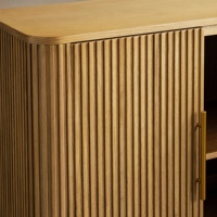 Buffet en chêne américain moderne et transfrontalier, taille personnalisable, 4 portes cannelées, meuble de rangement de luxe artisanal en bois massif, credenza imposante