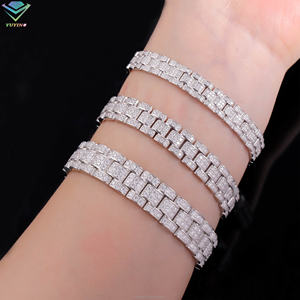 สร้อยคิวบันมอสซาไนต์ดีไซน์ใหม่ สี D ขนาด 8 มม. 10 มม. 12 มม. เงินแท้ S925 ชุบทอง ผ่านการทดสอบเพชร พร้อมนาฬิกาข้อมือ - Product Image 5
