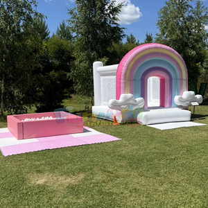 Castillo inflable comercial con arcoíris para niños, ideal para fiestas de entretenimiento al aire libre para niños pequeños. - Product Image 4