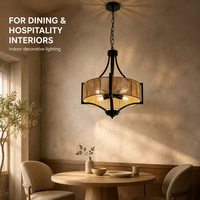 Lampe suspendue vintage en rotin tressé à la main, réglable en hauteur, en fer noir mat, pour les pièces alimentées par courant alternatif