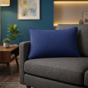 Premium Boucle Rectangular Decorative Cushion Cover with Contrast Piping | Textured Woven Accent <b>Throw</b> Pillow <b>for</b> <b>Sofa</b> - Product Image 4