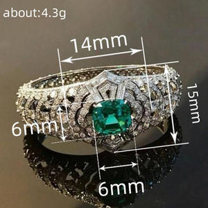 Platinum <b>Diamond</b> <b>Bracelet</b> With Emerald Center Round Brilliant Cut Natural <b>Diamonds</b> Women's Wedding Jewelry T0114 - Product Image 4