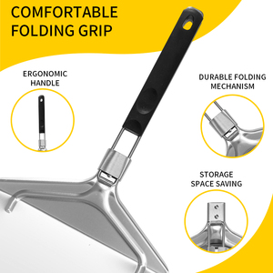 Paleta de Pizza de Metal de acero inoxidable perforado, espátula negra para <span class=keywords><strong>horno</strong></span> de Pizza, mango plegable resistente al calor, <span class=keywords><strong>pala</strong></span> antiadherente para Pizza - Product Image 6