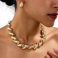 Ensemble de boucles d'oreilles et collier en fer électroplaqué, design feuille/goutte d'eau, style bureau/carrière pour femmes