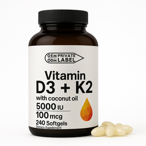 แคปซูลวิตามิน K2 D3อาหารเสริมแบบแคปซูลแบบนุ่ม K2 D3ติดกระดูกผลิตตามสั่ง - Product Image 1