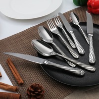Ensemble de couverts vintage en acier inoxydable gaufré, poli miroir, argenté, pour la décoration de table à manger à la maison, les mariages et les banquets