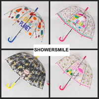 Mode droite licorne flamant rose singe dessin animé impression PVC enfant cage à oiseaux en plastique clair dôme parapluie avec sifflet