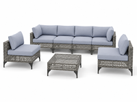 Ensemble de jardinage ajouré avec coussins moelleux, sept pièces, comprenant six chaises et une table