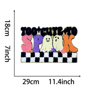 Venta al por mayor parche de palo de Halloween brillo grande lentejuelas truco o trato bordado letras hierro en parches personalizados para ropa - Product Image 5