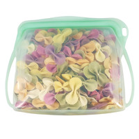 Sac de rangement réutilisable en silicone platine de qualité alimentaire, multifonctionnel, transparent, étanche, pliable, grande capacité
