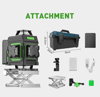 Niveau laser industriel rotatif 3D à rotation de 360 ° Faisceau de lumière verte à 16 fils Distance de travail de 50m Niveau laser vert à piles