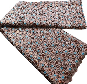 Tela bordada soluble en agua de alta calidad, la más nueva tela de encaje de cordón grande Aso Ebi elegante y cómoda para vestido de novia de <span class=keywords><strong>mujer</strong></span> - Product Image 1