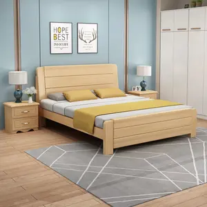wholesale Chinese style master bedroom furniture set easy assembly king size queen wooden models modern bed frame