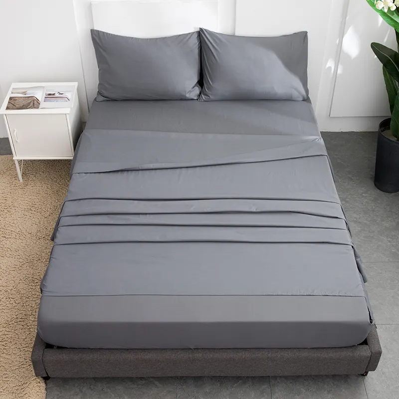 4Pcs ब्रश Microfiber चादर बिस्तर सेट फ्लैट शीट/2 के साथ सज्जित चादर Bedsheet तकिया मामले