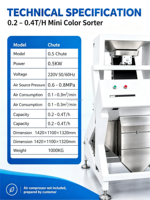 Trieur optique CCD, précision de 99,99 %, 50-3000 kg/h, machine de tri automatique pour céréales, haricots, noix, thé