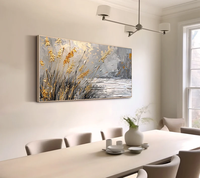 Peinture à l'huile minimaliste moderne or et gris, art mural tendance pour salon, style classique sur toile
