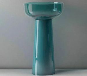 Fregaderos de mármol con pedestal, lavabos transparentes modernos para uso hotelero con escurridor de 9L de capacidad - Product Image 2