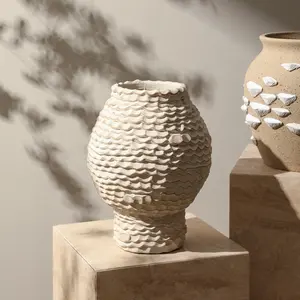 Vaso de flores decorativo minimalista para decoração de casa, vaso de cimento para mesa, mesa e sala de estar, vaso decorativo simples