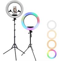 Support trépied professionnel de 18 pouces de hauteur avec anneau lumineux RVB pour téléphone, appareil photo et lampe de sol – Vente en gros