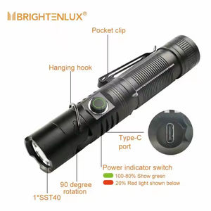 ไฟฉาย LED ขนาดเล็กชาร์จไฟได้ EDC ไฟฉายยุทธวิธีหมุนได้ขนาดเล็กมีแม่เหล็กชาร์จ USB อลูมิเนียมอัลลอยด์ทรงพลัง - Product Image 2