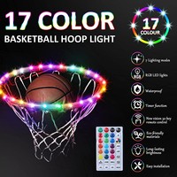 Décoration extérieure, 17 couleurs changeantes, étanche, super lumineux, lumières LED RGB en plastique pour panier de basket, télécommande 32 touches
