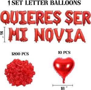 Globo de 16 Pulgadas Rojo con Letras 'QUIÉRRES SER MI NOVIA' de Mylar con Corazón, Decoración Romántica para Propuesta de Matrimonio o San Valentín - Product Image 5