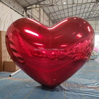 Glanzende Reus Hartvormige Spiegelbal Drijvende Valentijn Decoratie Opblaasbare Reclameballon Voor Feesten