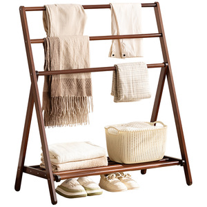 Simple floor-standing <b>clothes</b> <b>rack</b>, solid wood, lazy-style coat <b>rack</b>, home and bedroom minimalist <b>clothes</b> hanging storage <b>rack</b>, - Product Image 5