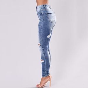 2026 Sexy <b>Elastic</b> High <b>Waist</b> Ripped Butt Lifting Slim Denim <b>Jeans</b> For Women - Product Image 2