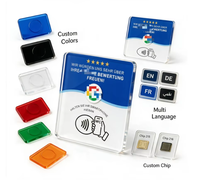 Autocollant de table en acrylique 12 cm, carte de commentaires NFC NFC213 13,56 MHz, support pour réseaux sociaux, avec support adhésif, pour les commentaires Google
