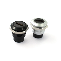 Prise réseau RJ45 de type rond montée en surface Capuchon anti-poussière monté sur panneau en alliage de zinc en laiton noir/argent Accessoires de connecteur