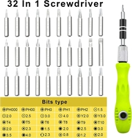 Jeu de tournevis de précision magnétique 32-en-1 avec embouts Torx et cliquet antidérapant – Kit d'outils à main