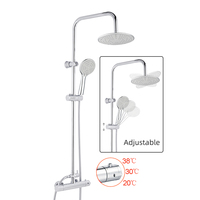 Ensemble de douche mural complet en acier inoxydable avec douchette à main et mitigeur thermostatique pour salle de bain