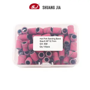 SHUANGJIA, 100 шт./коробка, розово-красные инструменты для педикюра, Электрические шлифовальные ленты для сверла для ногтей
