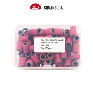 SHUANGJIA 100 pièces/boîte Rose rouge Nail Art pédicure outils bandes de ponçage électriques pour forets à ongles - Product Image 1