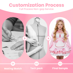 Costume de princesse Chocola, rose et blanc, à manches bouffantes, avec tablier à volants et décorations en forme de cœur, style Lolita, pour enfants et filles, Noël - Product Image 2