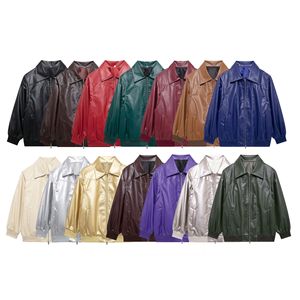 2025 automne nouvelles femmes Style américain en <span class=keywords><strong>cuir</strong></span> PU manteau veste fermeture éclair Cardigan poche revers col Vintage vêtements d'extérieur veste - Product Image 6