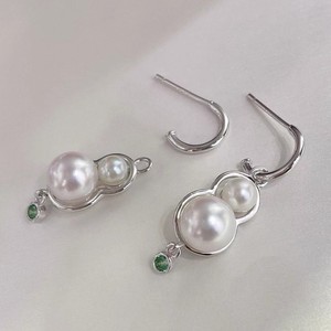 Accessoires en perles DIY 22567, argent S925, support vide pour boucles d'oreilles, double perle, bijoux en or 18 carats, clip d'oreille avec perles de 5 à 8 mm - Product Image 3