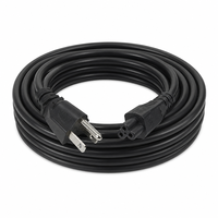 Câble d'alimentation IEC60320 C5 NEMA 5 15P 3 broches AC 18AWG 10A 125V pour adaptateur d'ordinateur portable, console de jeu, noir