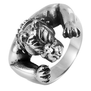 yunnique Men's <b>Titanium</b> Steel Animal <b>Ring</b> Steel Color Punk Style Gift Jewelry - Product Image 5