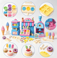 Juego de simulación de heladería con masa de colores para niños, juguete de postres DIY, arcilla de 12 colores, accesorios aleatorios, regalo de cocina de juguete para niñas