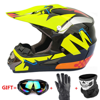 Casque de course professionnel Moto intégral Tout-terrain VTT Dirt Bike Downhill MTB DH Capacete Motocross avec lunettes