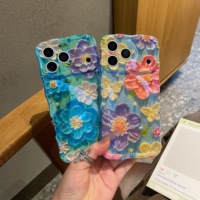 Nouvelle coque de téléphone antichoc et protectrice en gros, motif floral ondulé style peinture à l'huile, pour iPhone 17 16 15 Plus 13 12