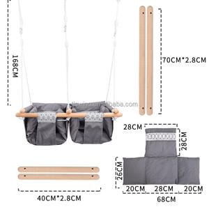Columpio basculante para niños pequeños de interior y exterior, silla de madera para bebé, asiento de columpio de encaje, lona para gemelos - Product Image 3