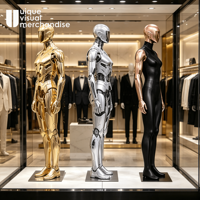Mannequin Homme Chromé Corps Entier Argent Or Musclé en Plastique pour Présentation en Boutique, Mannequin Grande Taille pour Vêtements Masculins