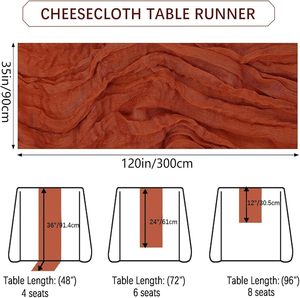 Chemin de table 35 x 120 pouces, style bohème, en gaze de coton semi-transparente, pour décoration de mariage - Product Image 2